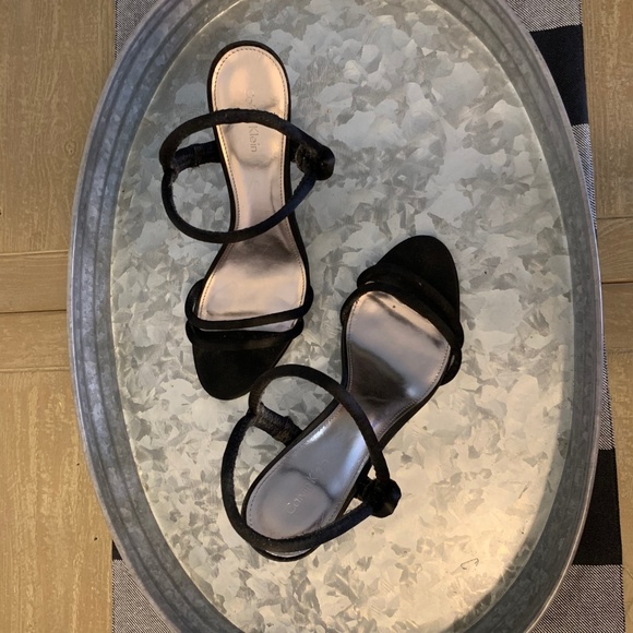 Calvin Klein Black Satin Heels - Picture 3 of 7